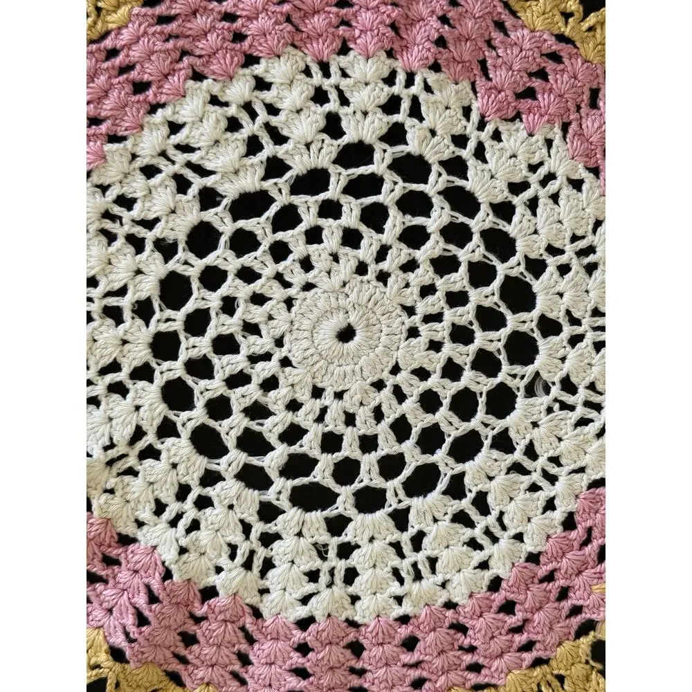 Vintage Crochet Doily Bundle Pink Lavender White Cottage Farmhouse Handmade Deco